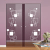 Geometric Pattern 8mm Clear Glass - Obscure Printed Design - Double Absolute Pocket Door