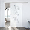 Single Glass Sliding Door - Geometric Pattern 8mm Obscure Glass - Clear Printed Design with Elegant Track