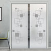 Geometric Pattern 8mm Obscure Glass - Obscure Printed Design - Double Evokit Glass Pocket Door