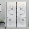 Geometric Pattern 8mm Obscure Glass - Obscure Printed Design - Double Evokit Glass Pocket Door