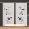 Double Glass Sliding Door - Geometric Pattern 8mm Obscure Glass - Clear Printed Design with Elegant Track