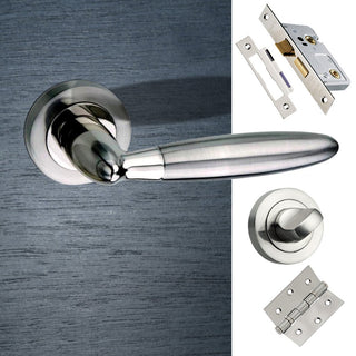 Image: Gibraltar Mediterranean Bathroom Lever On Rose - Satin Nickel Handle Pack