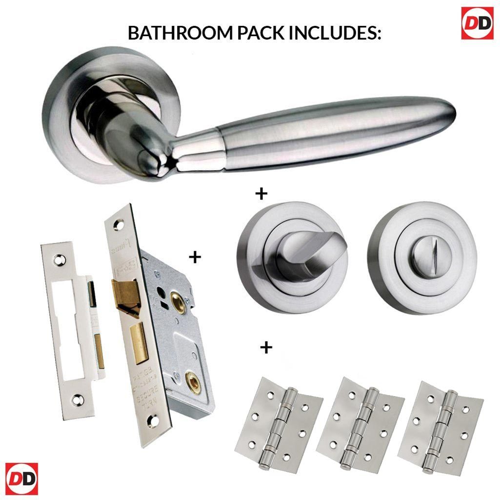 Gibraltar Mediterranean Bathroom Lever On Rose - Satin Nickel Handle Pack