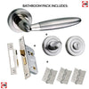 Gibraltar Mediterranean Bathroom Lever On Rose - Satin Nickel Handle Pack