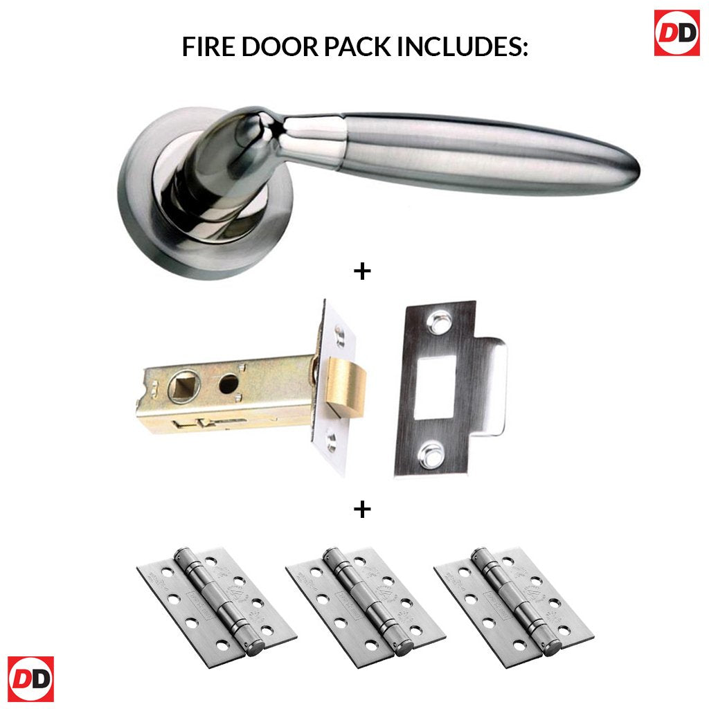 Gibraltar Mediterranean Fire Lever On Rose - Satin Nickel Handle Pack