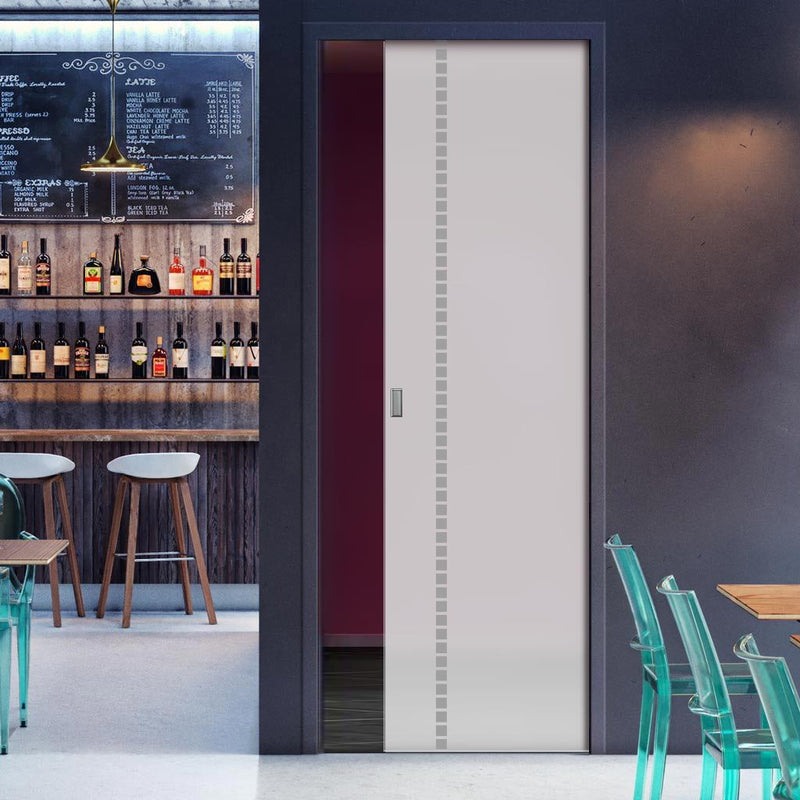 Gifford 8mm Obscure Glass - Obscure Printed Design - Single Evokit Glass Pocket Door