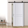 Top Mounted Black Sliding Track & Solid Wood Door - Eco-Urban® Glasgow 6 Panel Solid Wood Door DD6314 - Cloud White Premium Primed