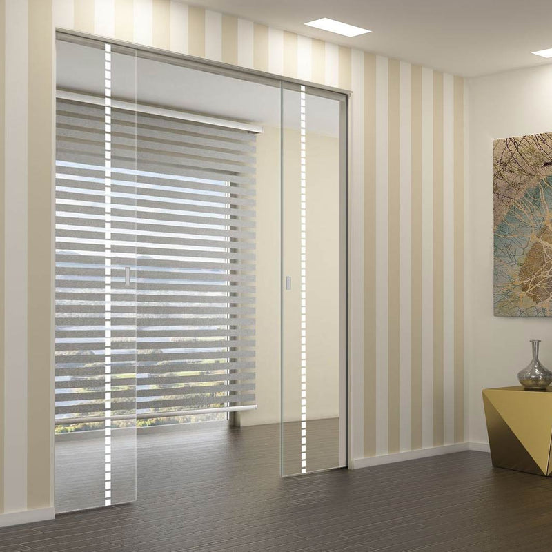 Gifford 8mm Clear Glass - Obscure Printed Design - Double Absolute Pocket Door