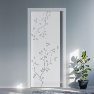 Image: Birch Tree 8mm Obscure Glass - Obscure Printed Design - Single Evokit Glass Pocket Door