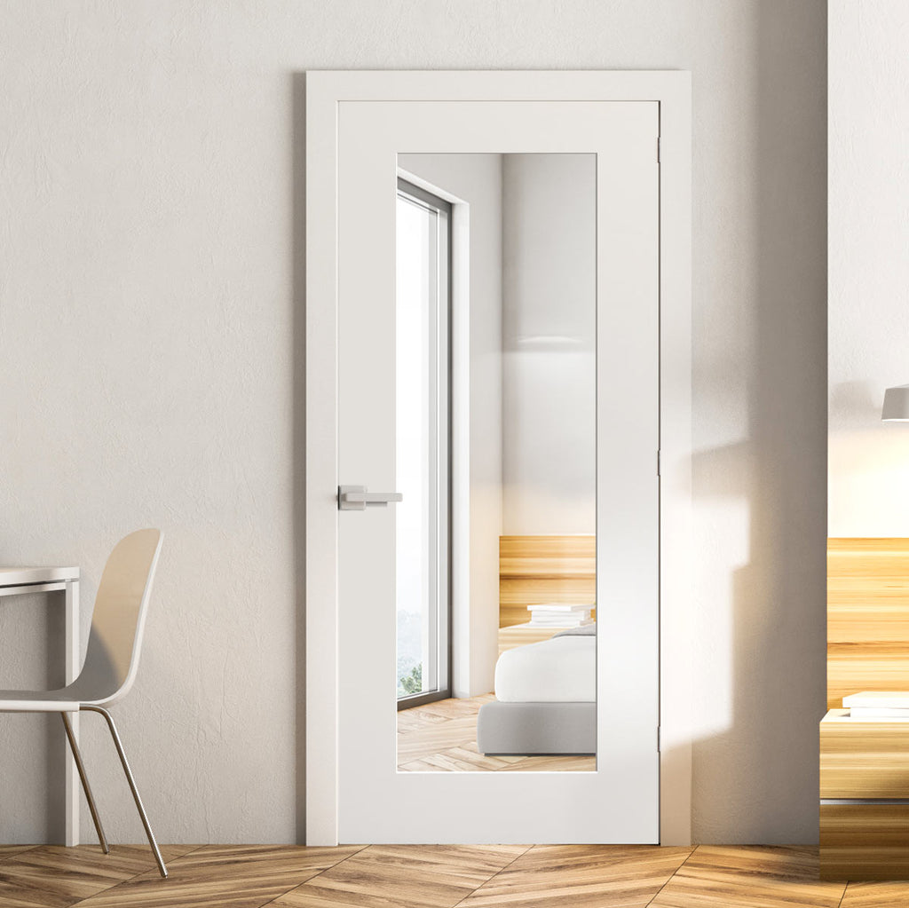 Denver White Primed Shaker Internal Door - Clear Glass