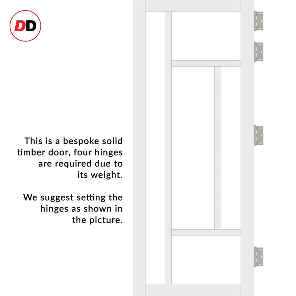 Handmade Eco-Urban Morningside 5 Pane Solid Wood Internal Door UK Made DD6437SG Frosted Glass - Eco-Urban® Cloud White Premium Primed