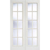 SA 10 Pane Moulded Grained White Door Pair - Clear Glass