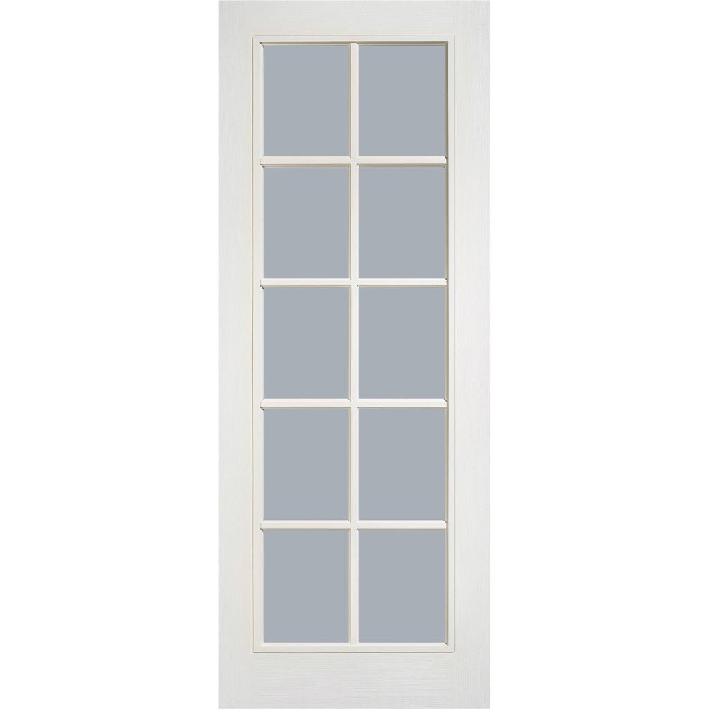 Moulded 10 Pane Door - Clear Glass - White Primed