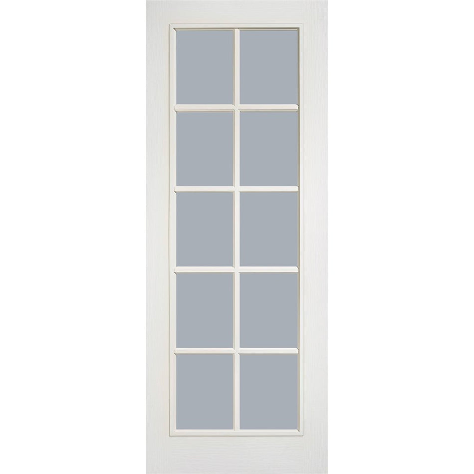 Moulded 10 Pane Door - Clear Glass - White Primed