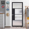Handmade Eco-Urban Boston 4 Pane Solid Wood Internal Door UK Made DD6311SG - Frosted Glass - Eco-Urban® Shadow Black Premium Primed