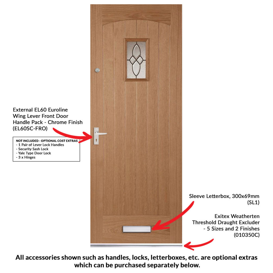 Cottage External Hardwood Wooden Front Door - Bevelled Double Glazed