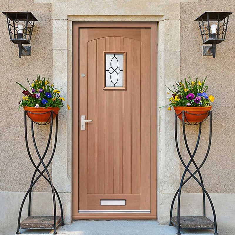 Cottage External Hardwood Wooden Front Door - Bevelled Double Glazed