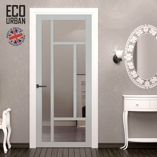 Image: Handmade Eco-Urban Morningside 5 Pane Solid Wood Internal Door UK Made DD6437G Clear Glass - Eco-Urban® Mist Grey Premium Primed