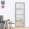 Brooklyn 4 Pane Solid Wood Internal Door UK Made DD6308G - Clear Glass - Eco-Urban® Mist Grey Premium Primed