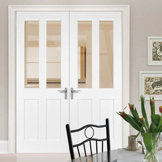 Image: Bespoke Malton Shaker White Primed Glazed Door Pair