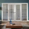 ThruEasi White Room Divider - Worcester Clear Glass Primed Door Pair with Full Glass Sides