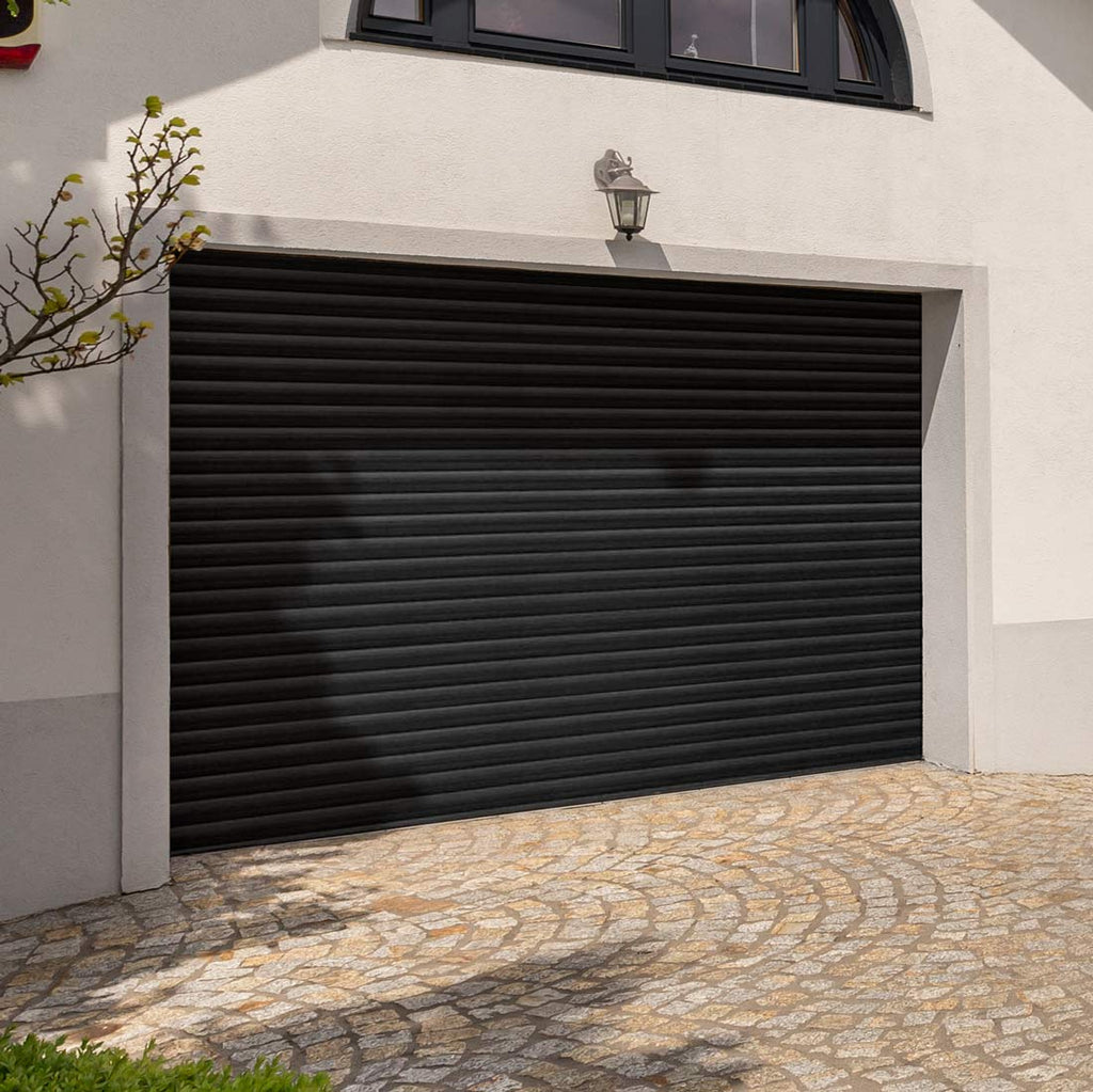 Gliderol Electric Insulated Roller Garage Door from 2147 to 2451mm Wide - Laminated Woodgrain Black