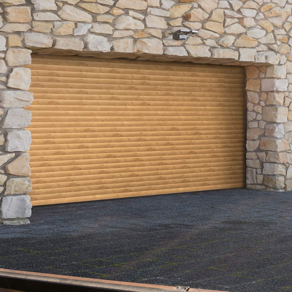 Gliderol Electric Insulated Roller Garage Door from 2911 to 3359mm Wide - Laminated Irish Oak