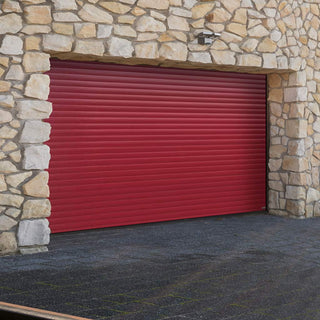 Image: Gliderol Electric Insulated Roller Garage Door from 2452 to 2910mm Wide - Purple Red