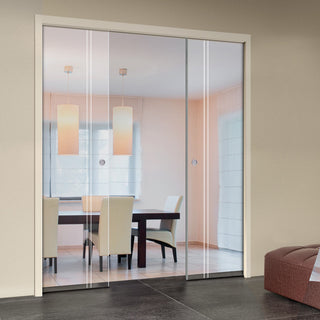 Image: Gogar 8mm Clear Glass - Obscure Printed Design - Double Evokit Pocket Door