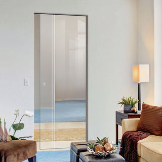 Image: Gogar 8mm Clear Glass - Obscure Printed Design - Single Absolute Pocket Door