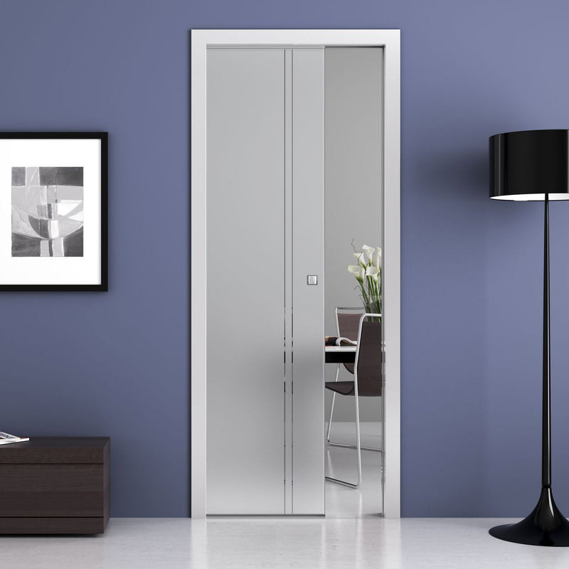 Gogar 8mm Obscure Glass - Clear Printed Design - Single Evokit Glass Pocket Door