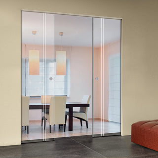 Image: Gogar 8mm Clear Glass - Obscure Printed Design - Double Absolute Pocket Door