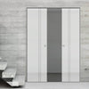 Gogar 8mm Obscure Glass - Clear Printed Design - Double Absolute Pocket Door