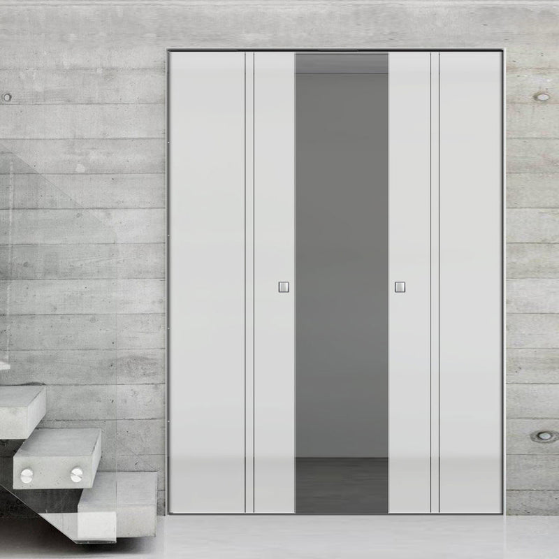 Gogar 8mm Obscure Glass - Clear Printed Design - Double Absolute Pocket Door