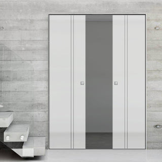 Image: Gogar 8mm Obscure Glass - Clear Printed Design - Double Absolute Pocket Door
