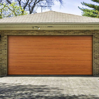 Image: Gliderol Electric Insulated Roller Garage Door from 2452 to 2910mm Wide - Golden Oak