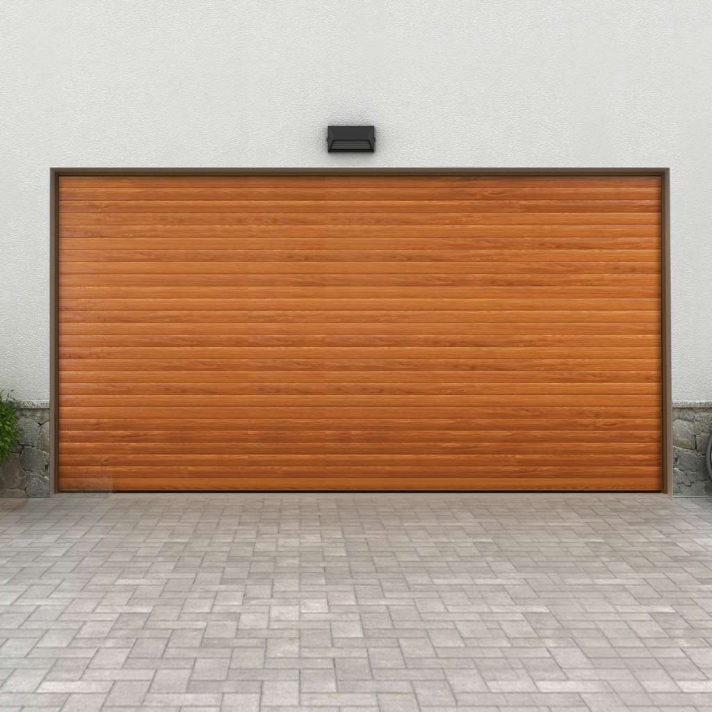 Gliderol Electric Insulated Roller Garage Door from 3360 to 4290mm Wide - Laminated Golden Oak