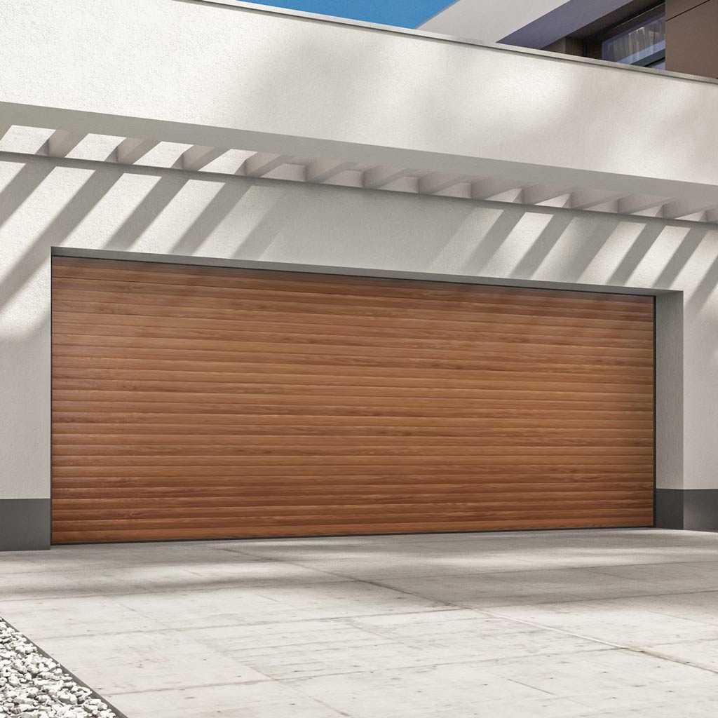 Gliderol Electric Insulated Roller Garage Door from 4711 to 5320mm Wide - Golden Oak