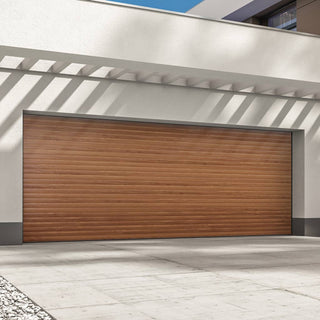 Image: Gliderol Electric Insulated Roller Garage Door from 4711 to 5320mm Wide - Golden Oak