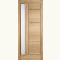 Part L Compliant Geneva Exterior Oak Door and Frame Set - Frosted Double Glazing - One Side Screen, From LPD Joinery