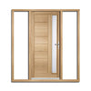 Goodwood Exterior Oak Door and Frame Set - Frosted Double Glazing - Two Unglazed Side Screens, From LPD Joinery