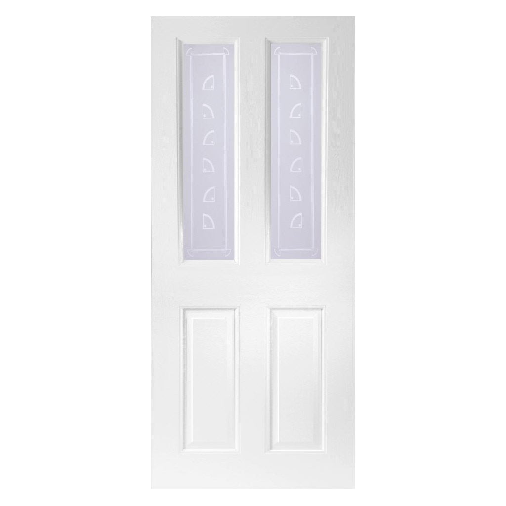 Grainger Internal PVC Door Pair - Bancroft Sandblasted Design Glass