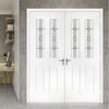 Grainger Grained Internal PVC Door Pair - 3 Bevel Style Glass