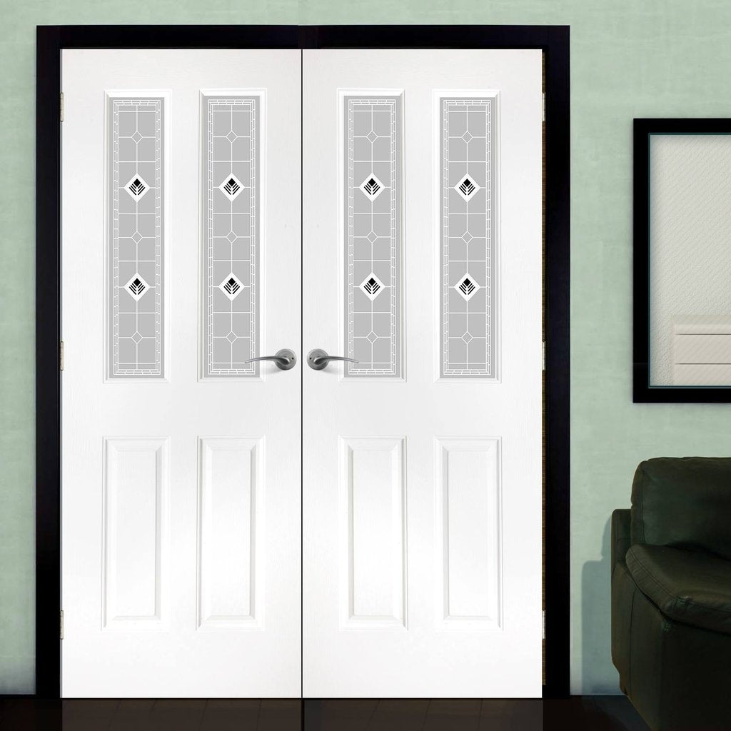 Grainger Grained PVC Door Pair - Black Fusion Style Glass