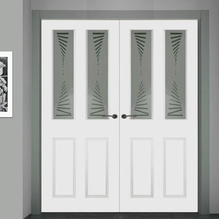 Image: Grainger Internal PVC Door Pair - Kincaid Sandblasted Design Glass