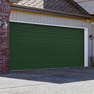 Image: Gliderol Electric Insulated Roller Garage Door from 3360 to 4290mm Wide - Green Fir