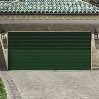 Image: Gliderol Electric Insulated Roller Garage Door from 2452 to 2910mm Wide - Green Fir
