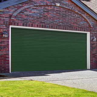 Image: Gliderol Electric Insulated Roller Garage Door from 4291 to 4710mm Wide - Green Fir