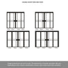 ThruEasi Room Divider - Greenwich Black Clear Glass Prefinished Industrial Double Doors with Narrow Double Sides