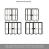 ThruEasi Room Divider - Greenwich Black Primed Clear Glass Unfinished Industrial Double Doors with Narrow Double Sides